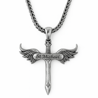 Thumbnail for Archangel Saint Michael Sword plus 950 Silver Spike Chain