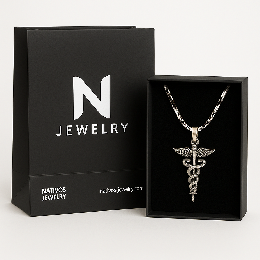 950 Sterling Silver Caduceus Necklace