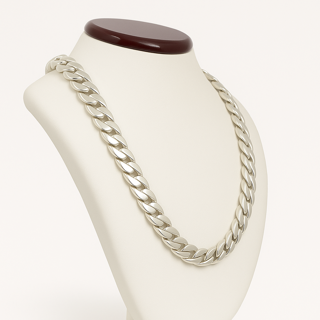 Solid 999 Sterling Silver Cuban Chain 13mm 370gr