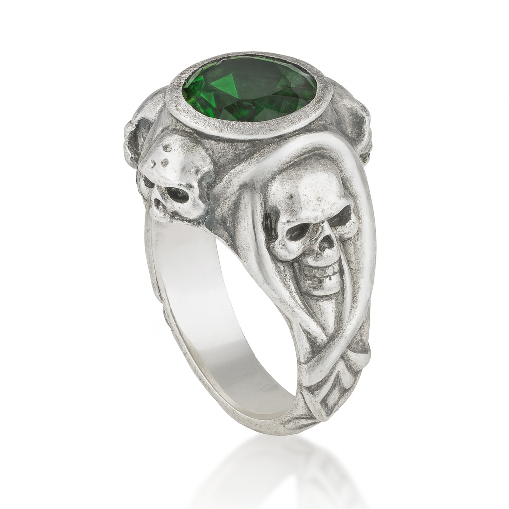 Guardian Skulls – Plata 950, Verde Esmeralda Estilo JDepp