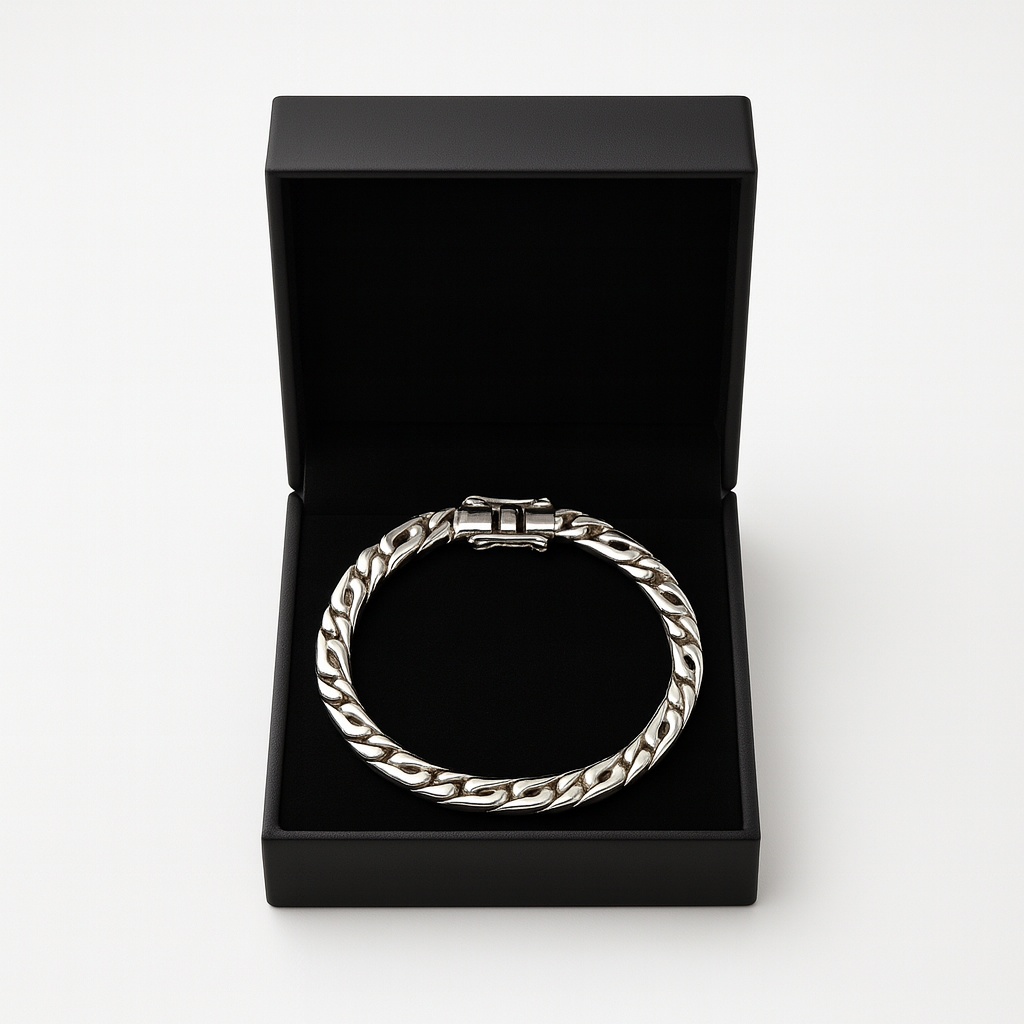 Pulsera Mónaco 5 mm en Plata 950 – Elegante y Sólida para Hombre