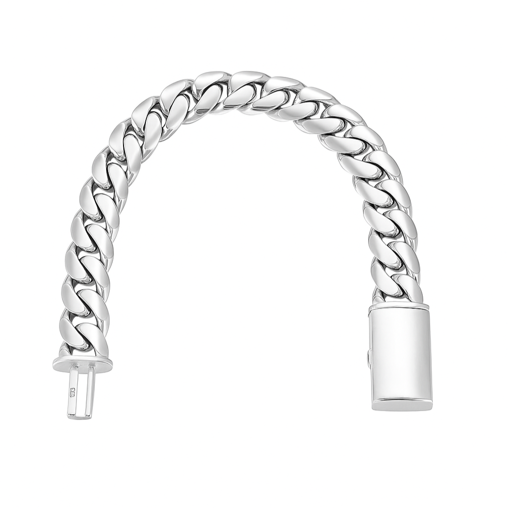 Pulsera Eslabones Cubanos 11mm - Broche Door - Plata 999