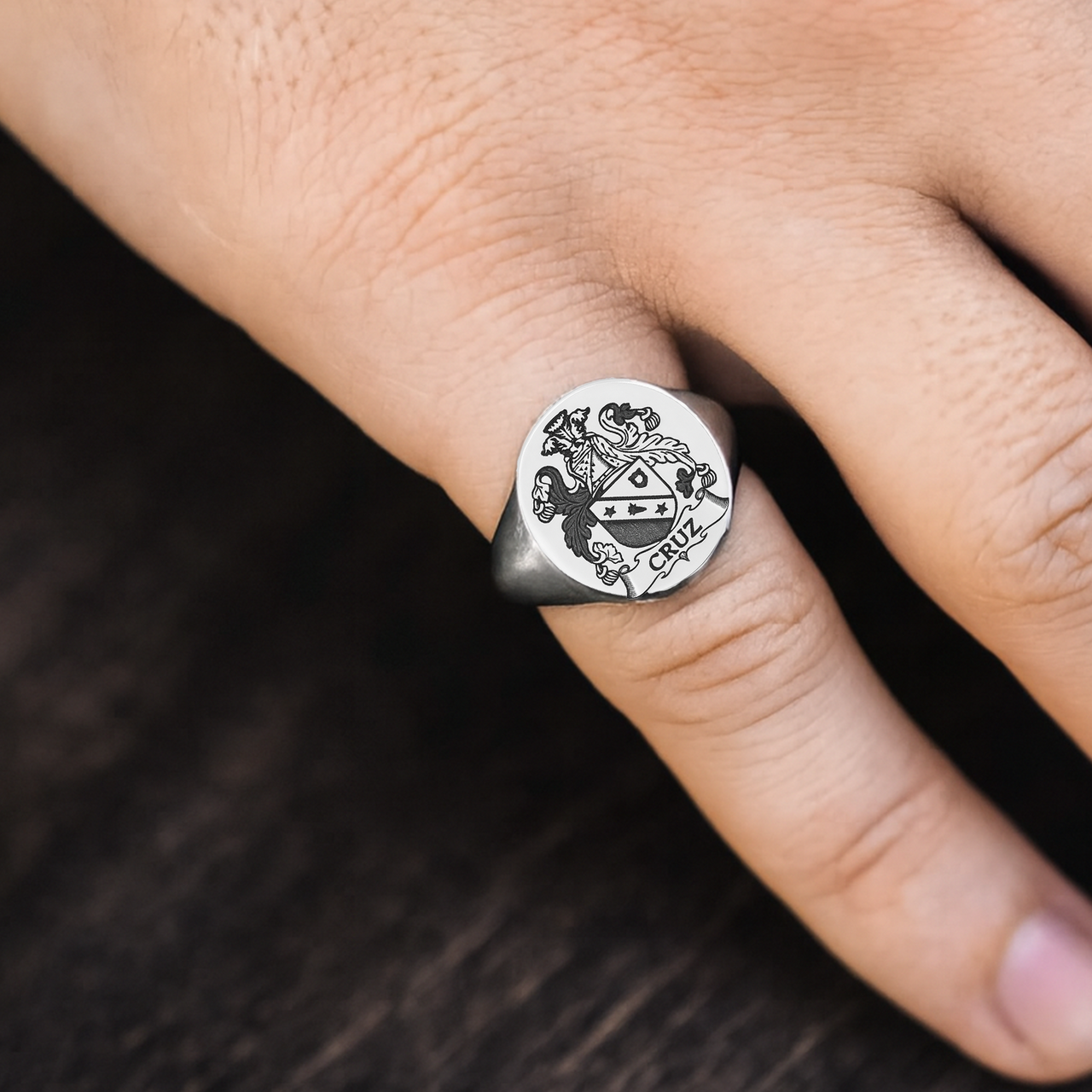 950 Silver Heraldic Ring — Pinky Ring of Power