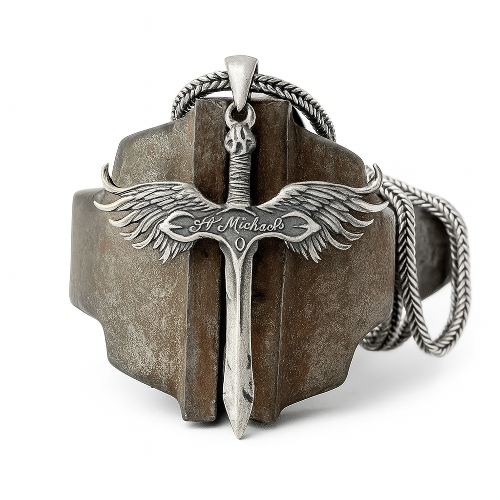 Archangel Saint Michael Sword plus 950 Silver Spike Chain