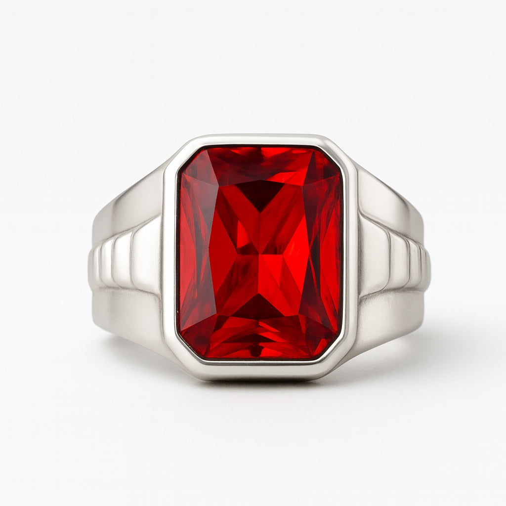 Anillo Imperial Plata 950 - Circón Rubí
