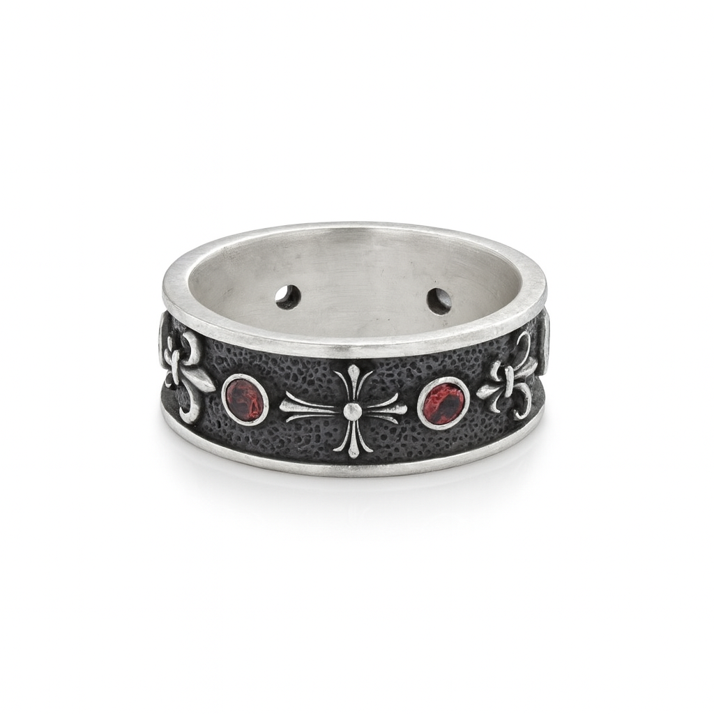 Anillo Cross de Plata ley 950 quemado