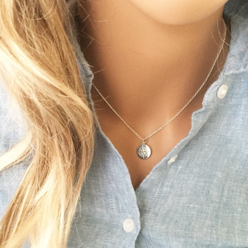 950 Silver Compass Necklace