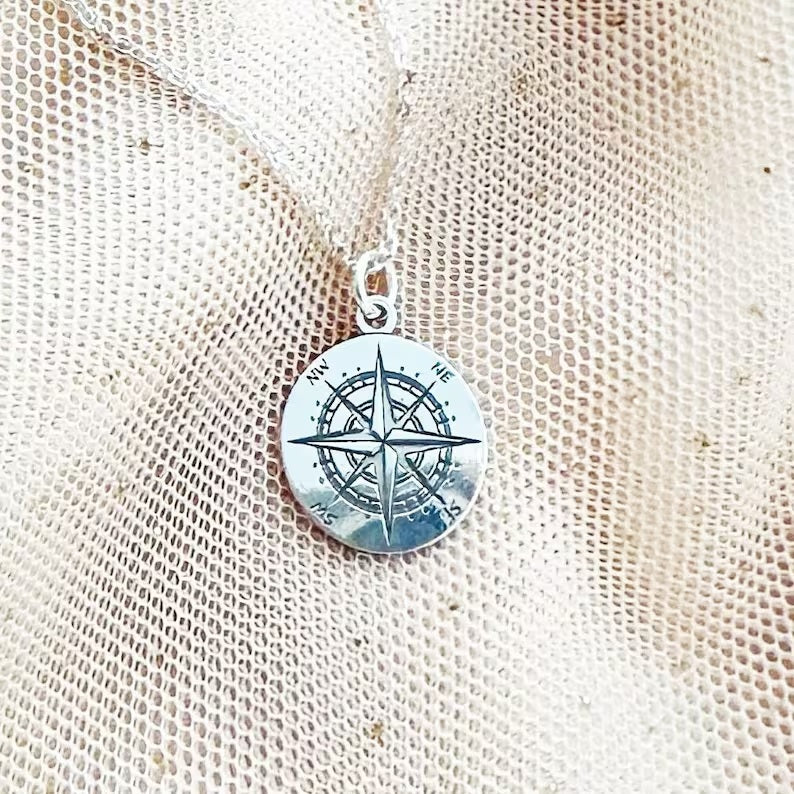 950 Silver Compass Necklace