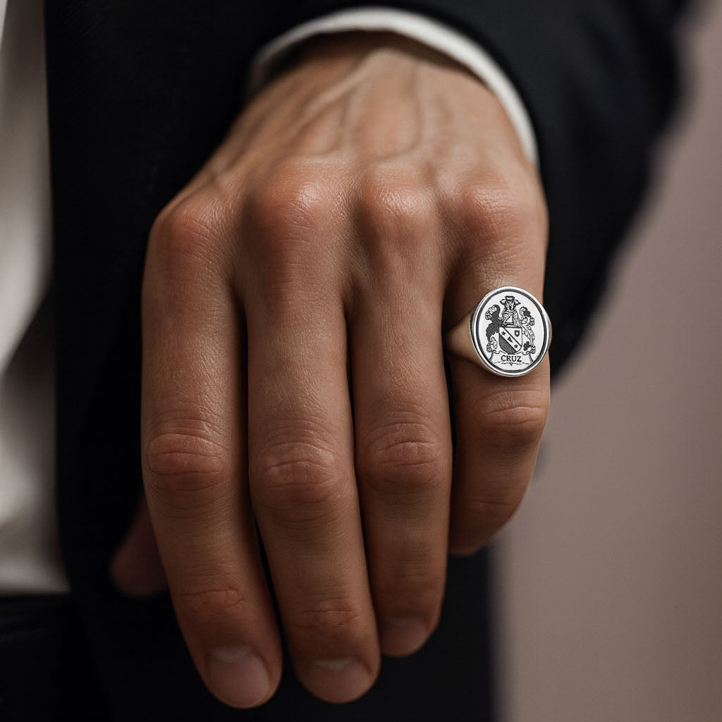 950 Silver Heraldic Ring — Pinky Ring of Power