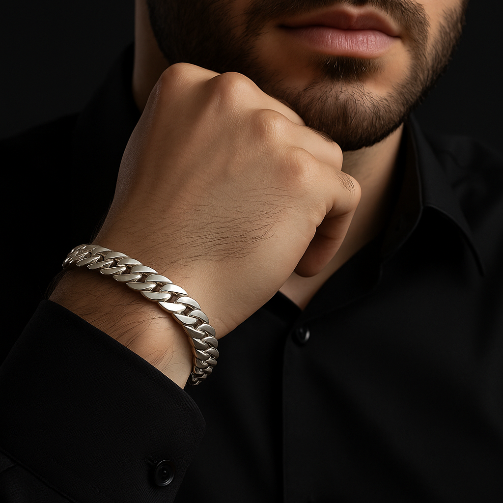 Pulsera Malla de Plata ley 950 8mm