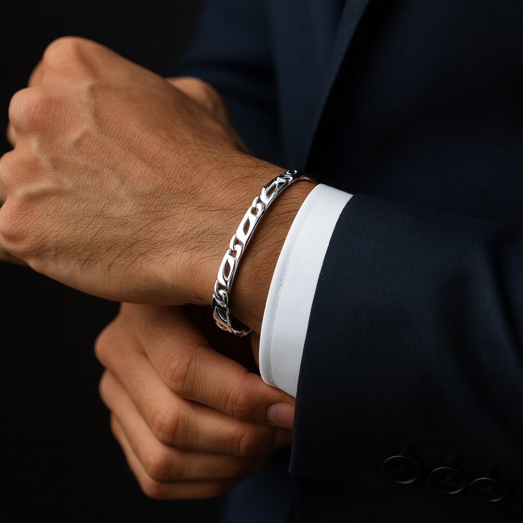 Pulsera Mónaco 5 mm en Plata 950 – Elegante y Sólida para Hombre