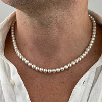 Thumbnail for Czech pearl necklace with silver clasp