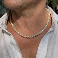 Thumbnail for Czech pearl necklace with silver clasp