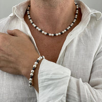 Thumbnail for Necklace and Bracelet with Czech Pearls and Onyx