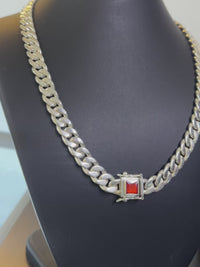 Cadena más pulsera Eslabones cubanos 12mm - BROCHE RUBI Plata 999