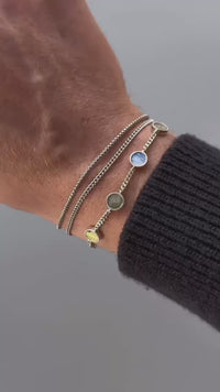 EQUAL 950 LAW SILVER-LARVIKITE STONE BRACELET