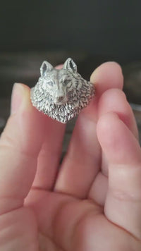 Anillo Wolf Plata 950