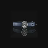 Brazalete Cuero Escudo Familiar Plata Ley 950