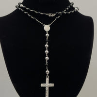 Rosario de Plata ley 950 con piedras Onix