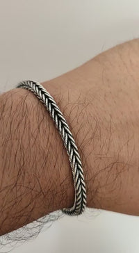 Pulsera Trenzada Espiga en Plata 950 – Estilo Minimalista Masculino