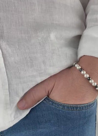 Pulsera Perlas Checas con Piedras Onix