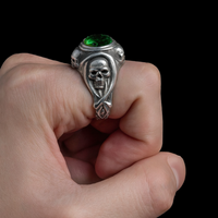 Thumbnail for Guardian Skulls – Plata 950, Verde Esmeralda Estilo JDepp