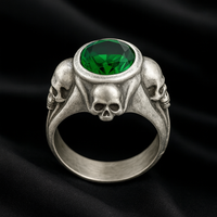 Thumbnail for Guardian Skulls – Plata 950, Verde Esmeralda Estilo JDepp