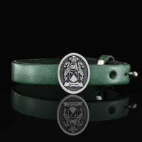 Thumbnail for Brazalete Cuero Escudo Familiar Plata Ley 950