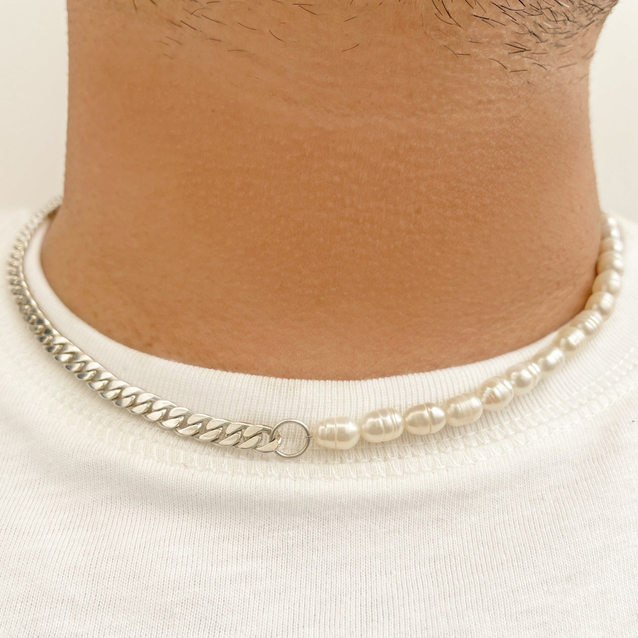 River Pearl and Silver Necklace