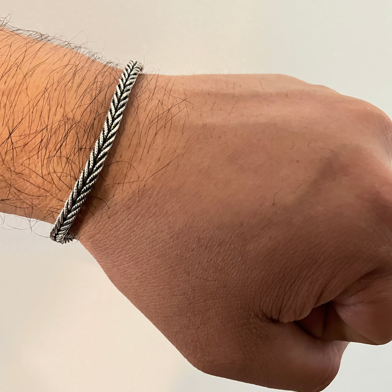 Pulsera Trenzada Espiga en Plata 950 – Estilo Minimalista Masculino