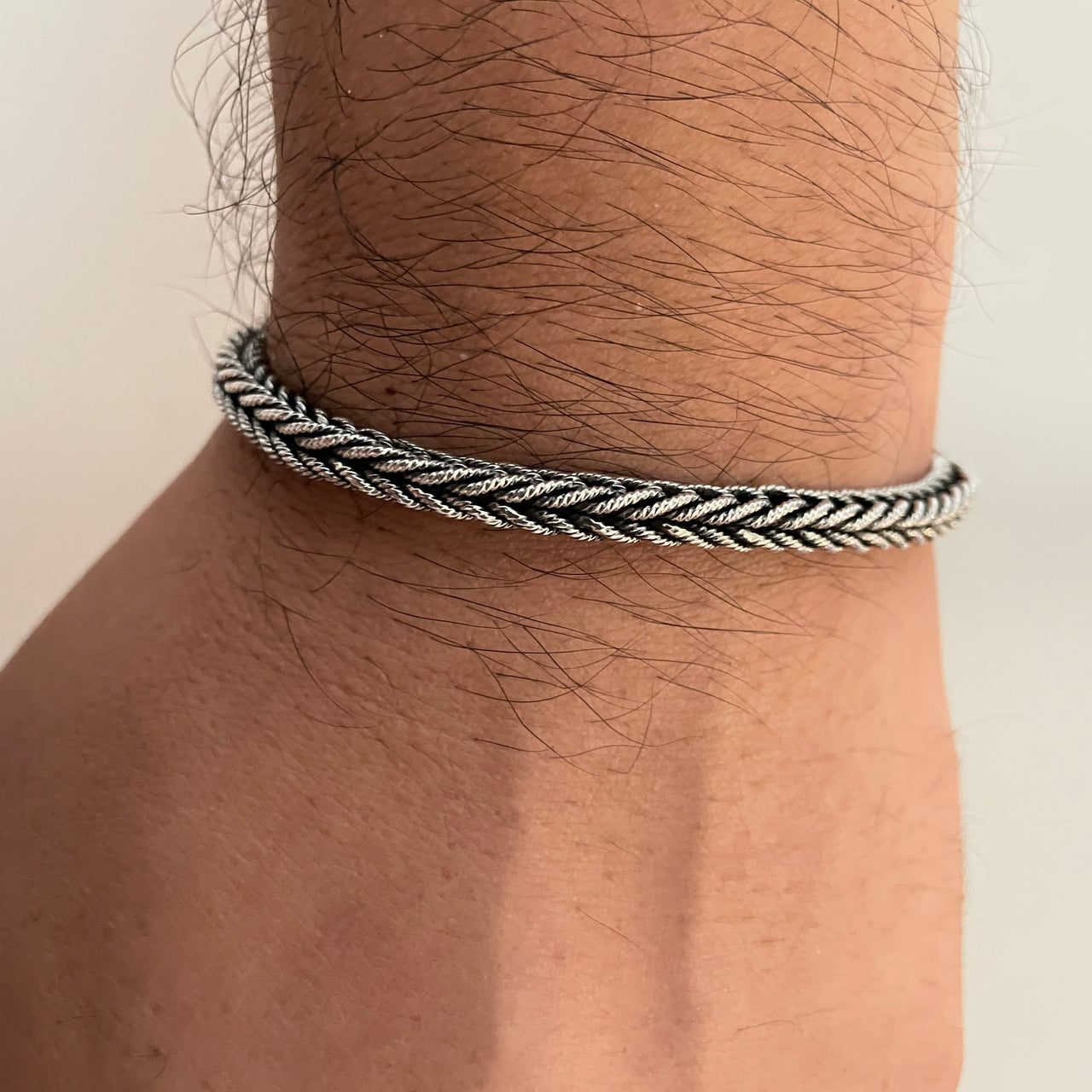 Pulsera Trenzada Espiga en Plata 950 – Estilo Minimalista Masculino