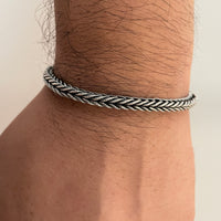 Thumbnail for Pulsera Trenzada Espiga en Plata 950 – Estilo Minimalista Masculino