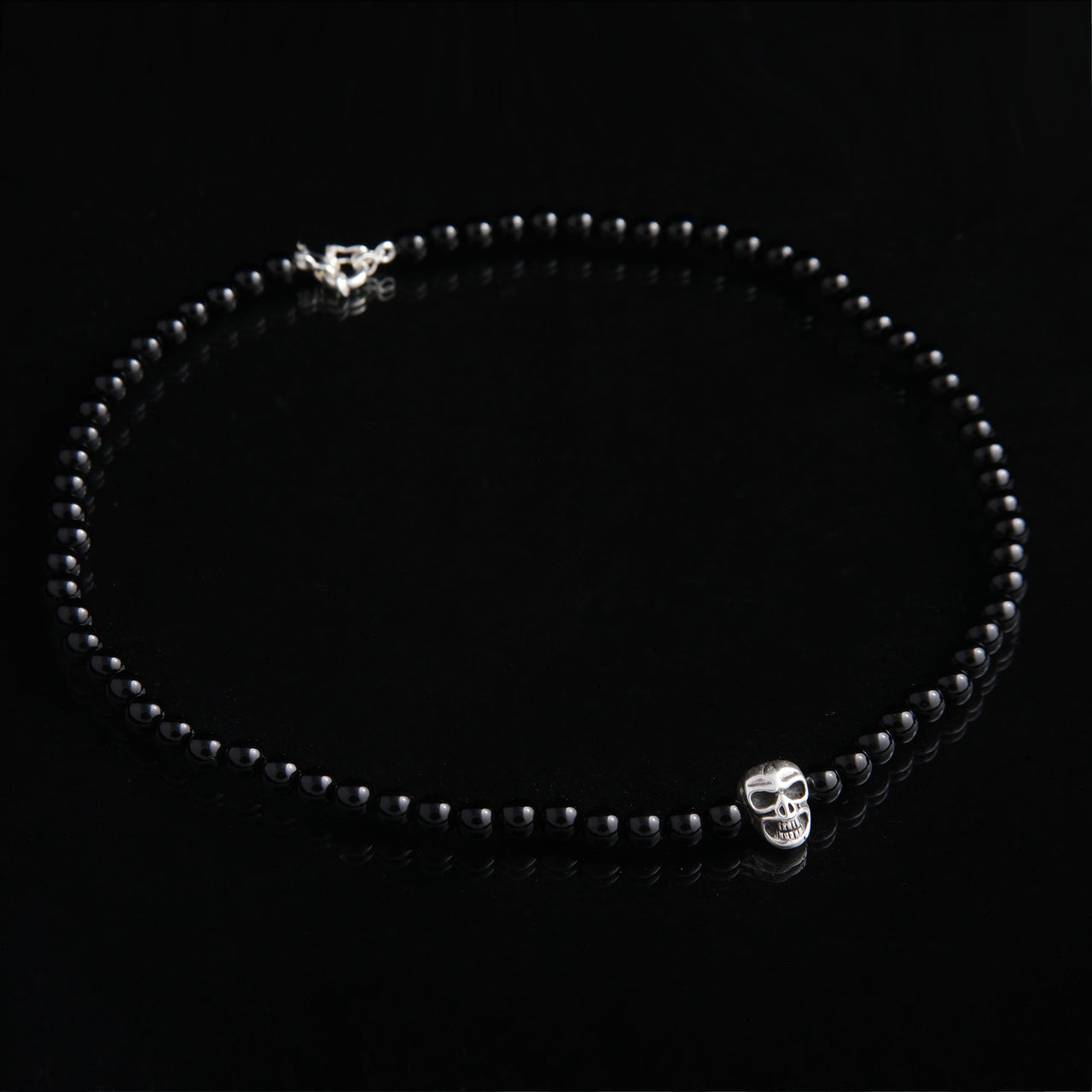 Onyx Skull Silver Choker
