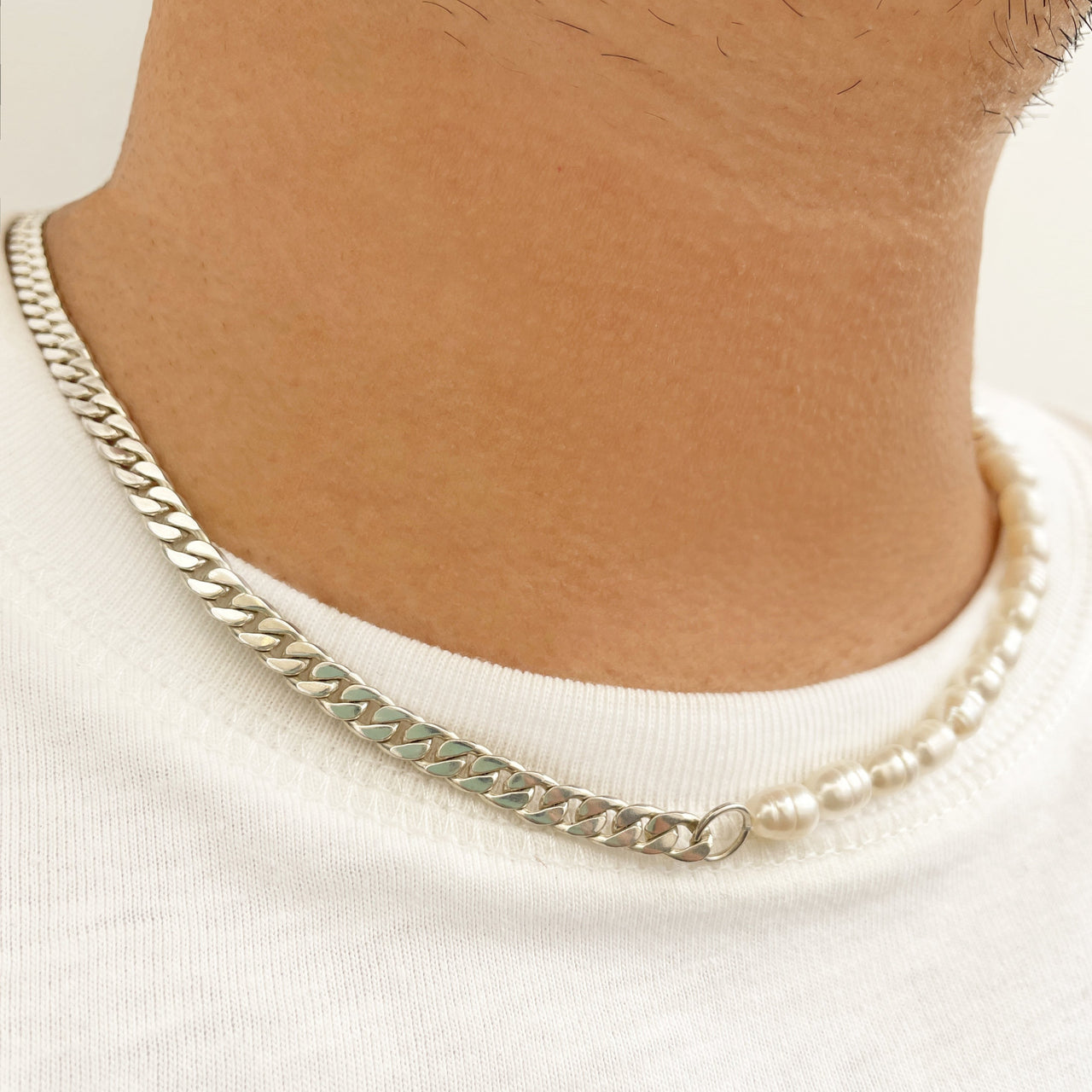River Pearl and Silver Necklace