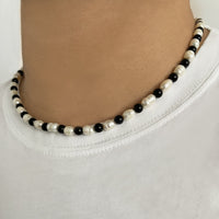 Thumbnail for Freshwater Pearl Necklace with Onyx Stones
