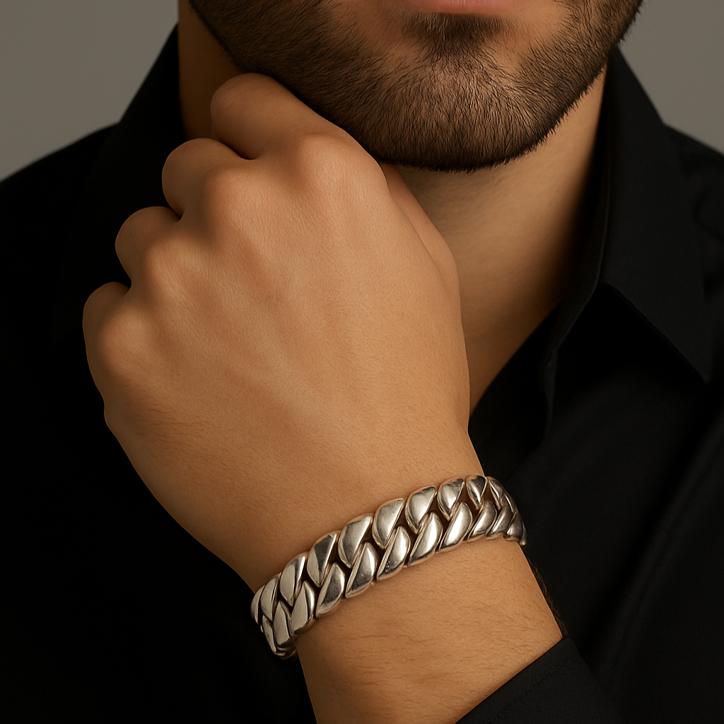 Pulsera Eslabones Cubanos 11mm - Plata 950