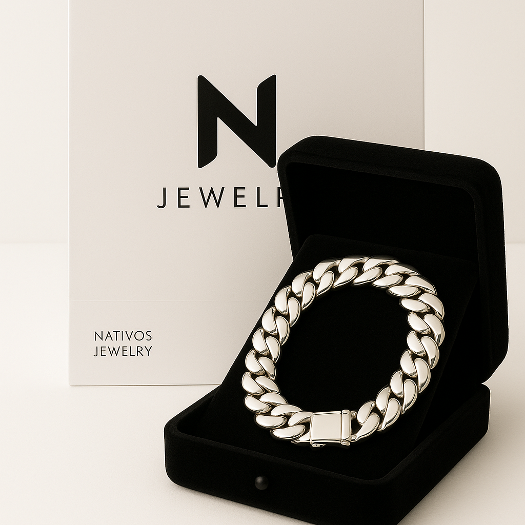 Pulsera Eslabones Cubanos 11mm - Plata 950