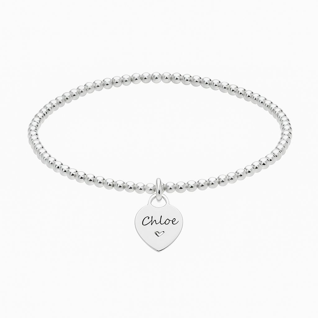 Silver Heart Charm Beads