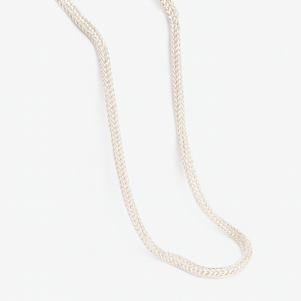 Shiny Silver Herringbone Woven Silver Chain – Elegant Masculine Style