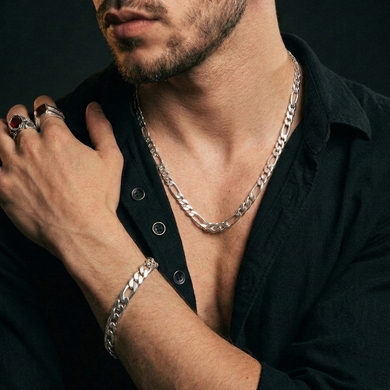 Set Fígaro 6 mm — Cadena y Pulsera Plata 950