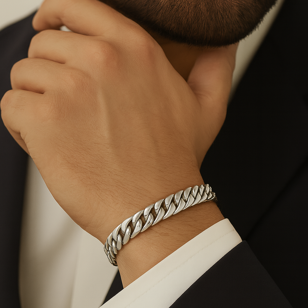Pulsera Malla de Plata 950 - 7mm de ancho