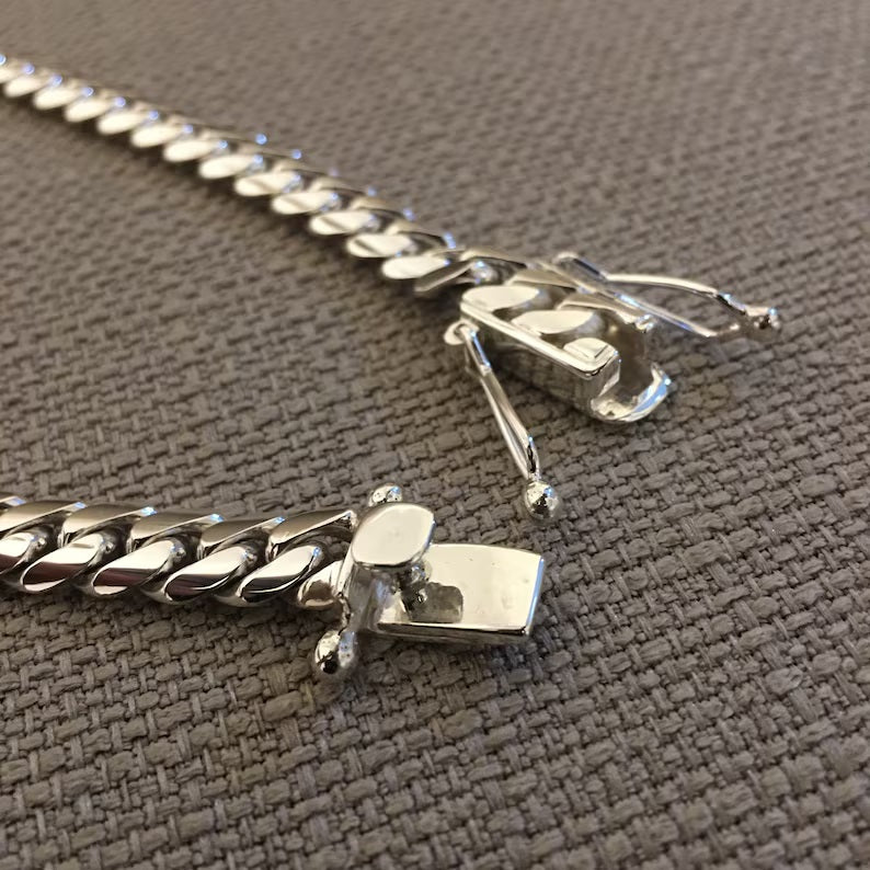 Cadena Eslabones Cubanos  8mm- Plata ley 999
