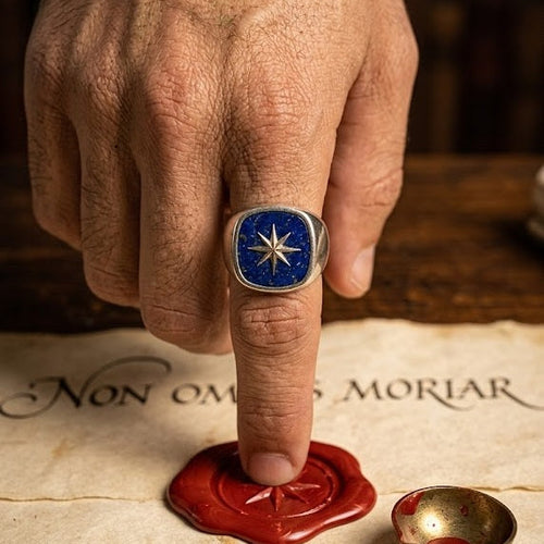 Azure Signet 8-Point Star — Azurite Ring Silver 950