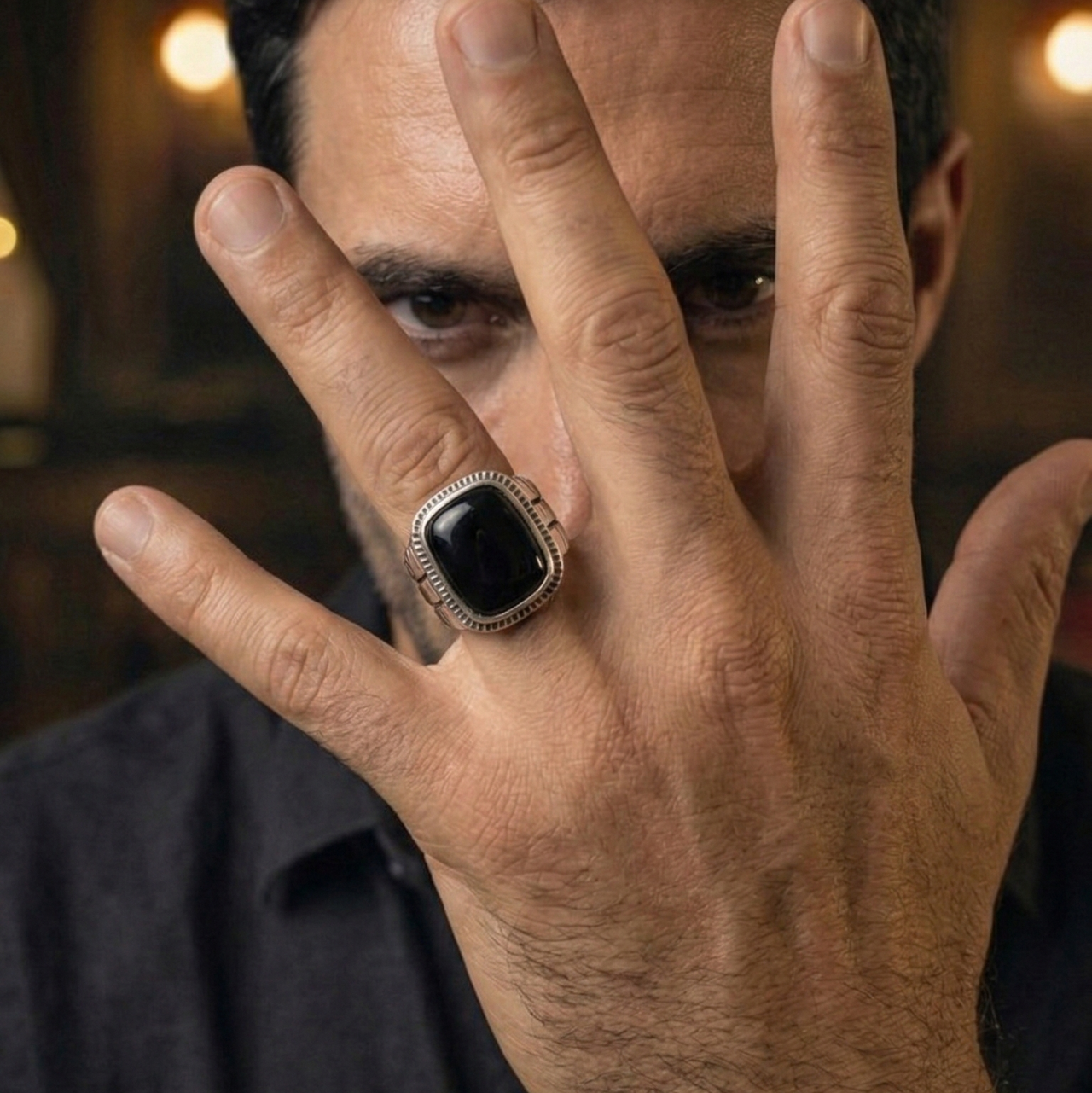 Anillo Ónix — Plata 950