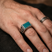 Thumbnail for Chrysocolla Fleur de Lys — 950 Silver Ring