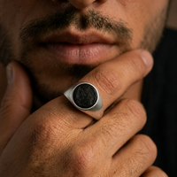 Thumbnail for Obsidiana Guardián — Anillo Plata 950