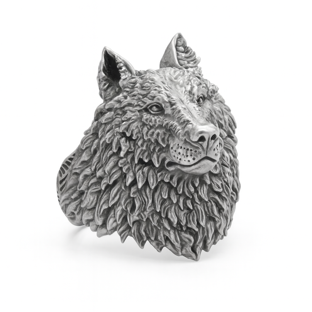 Anillo Wolf Plata 950