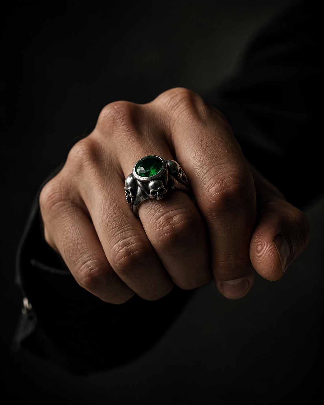 Guardian Skulls – Plata 950, Verde Esmeralda Estilo JDepp