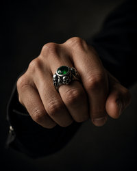 Thumbnail for Guardian Skulls – Plata 950, Verde Esmeralda Estilo JDepp