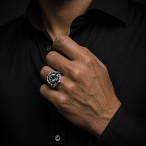 Anillo Koi en Plata 950 | Sello masculino de lujo